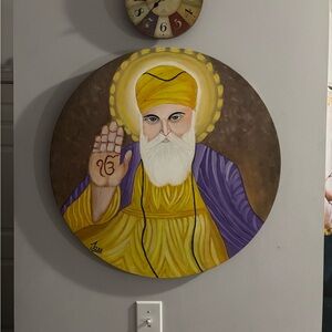 Spiritual Guru Nanak Dev ji  Wall Art in Yellow and Purple